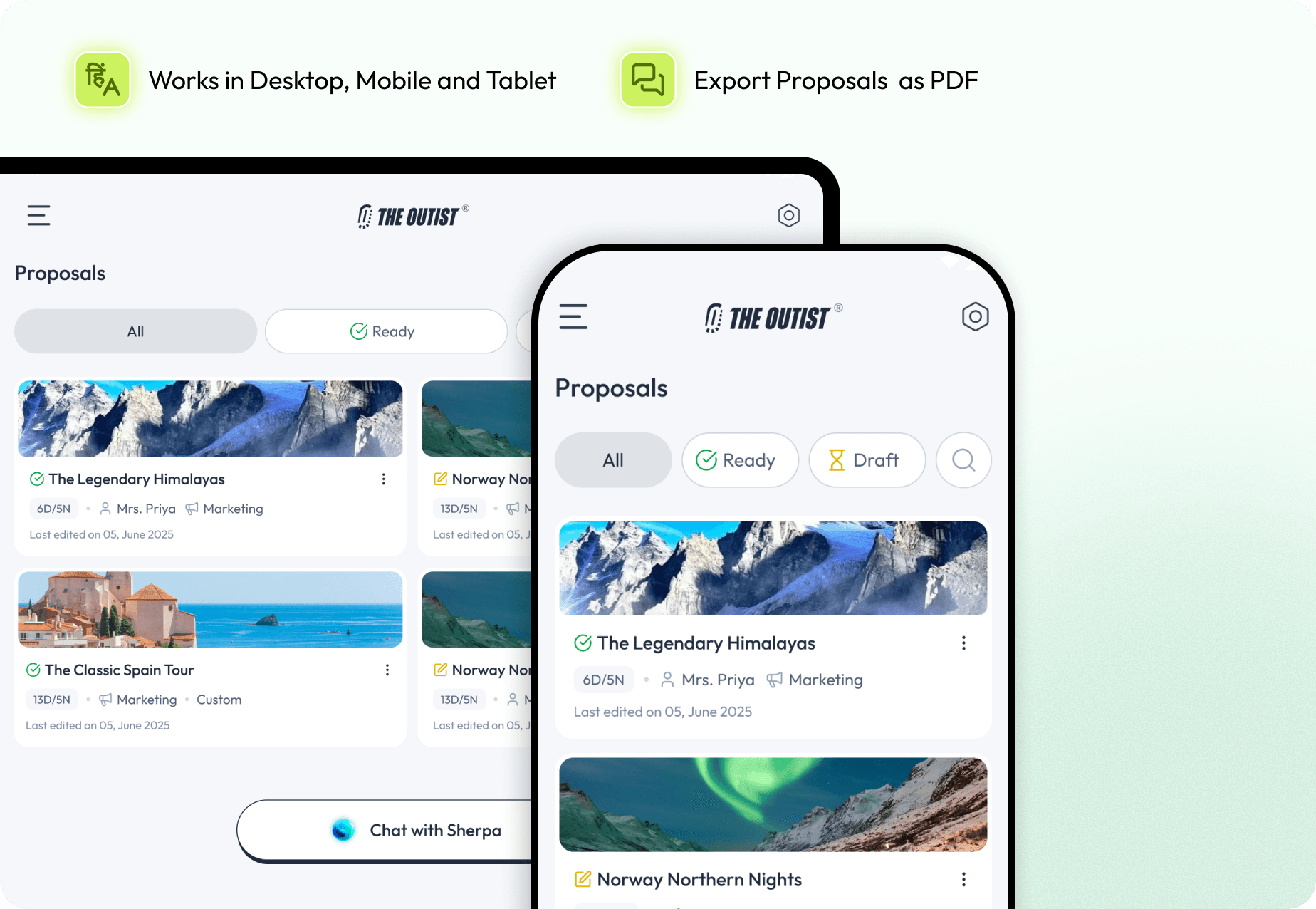 Review proposals across desktop, mobile, and tablet